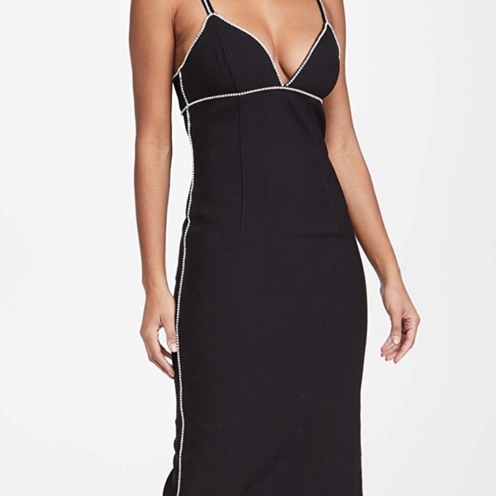 Cinq à Sept Black Midi Dress with Rhinestone Trim - Beth Dress - NWT